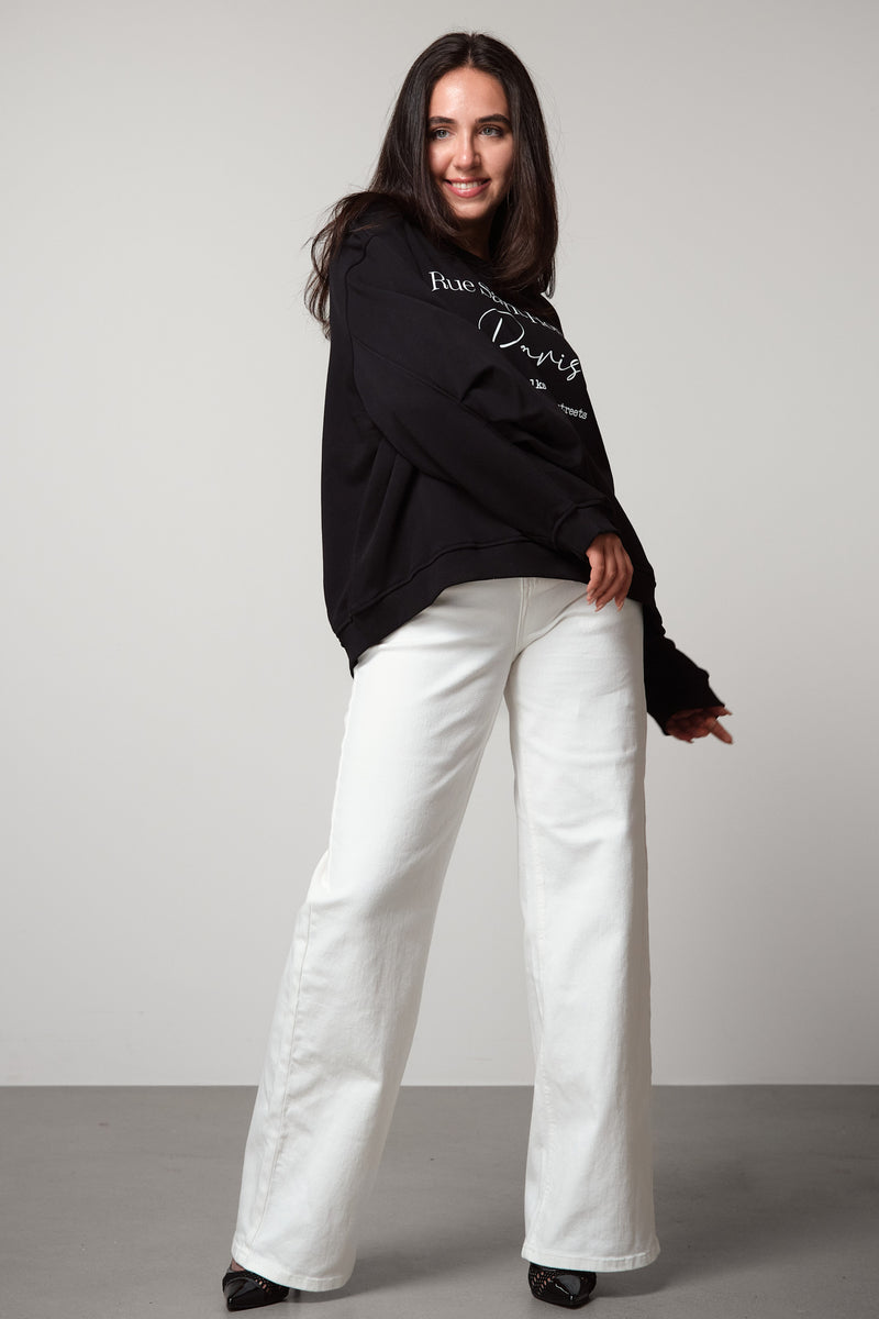 White Wide-Leg High-Rise Jeans