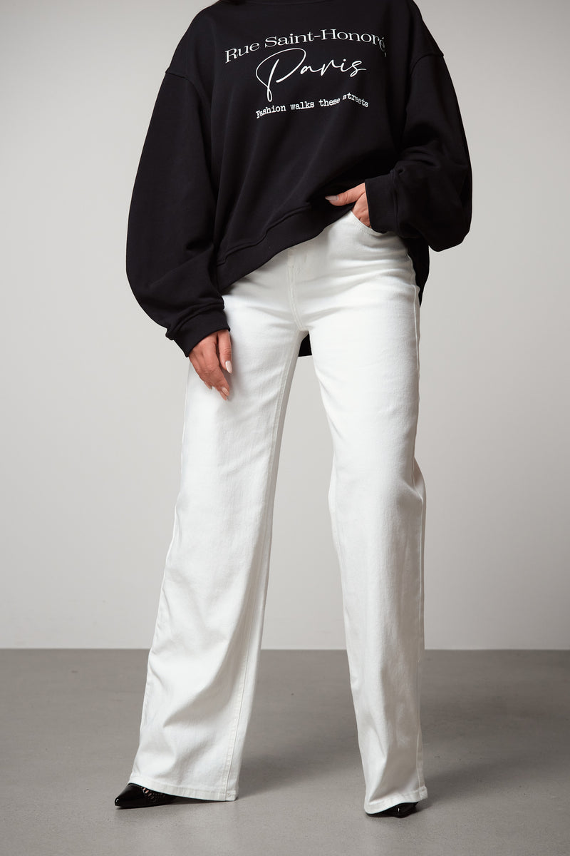 White Wide-Leg High-Rise Jeans