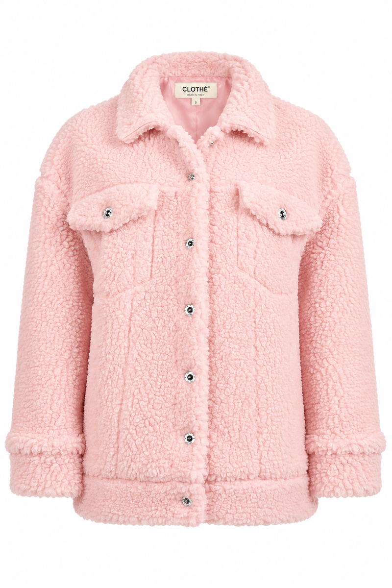 Teddy Oversized Trucker Jacket Pink