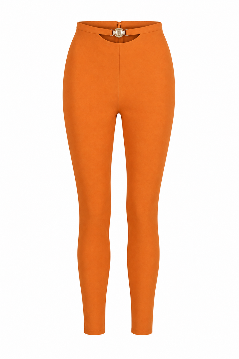 Orange Skinny Cut-Out Trousers
