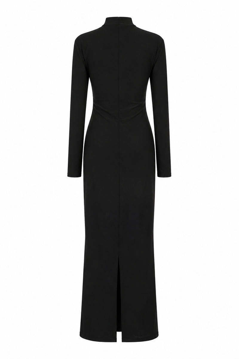 High-Slit Maxi Dress with Zip Detail