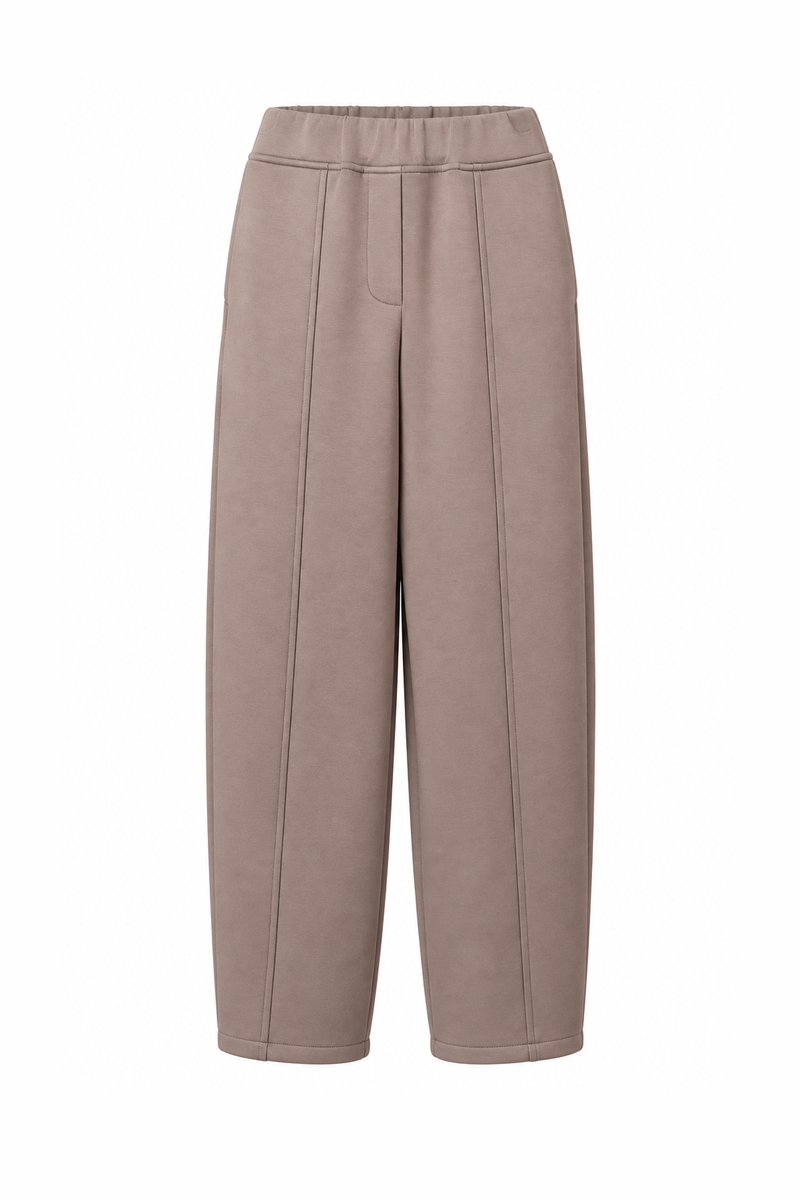 Barrel-Leg Cropped Trousers Cream