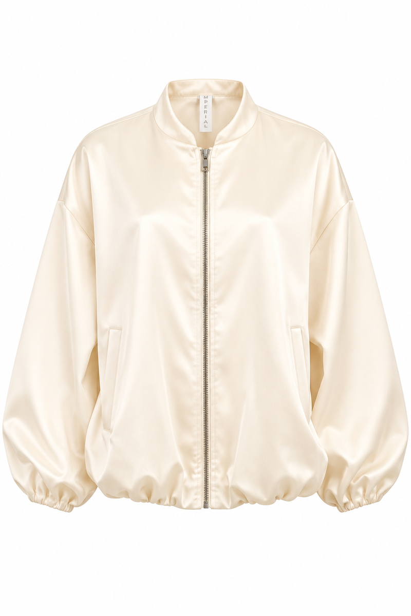 Cream Oversized Bomber Jacket