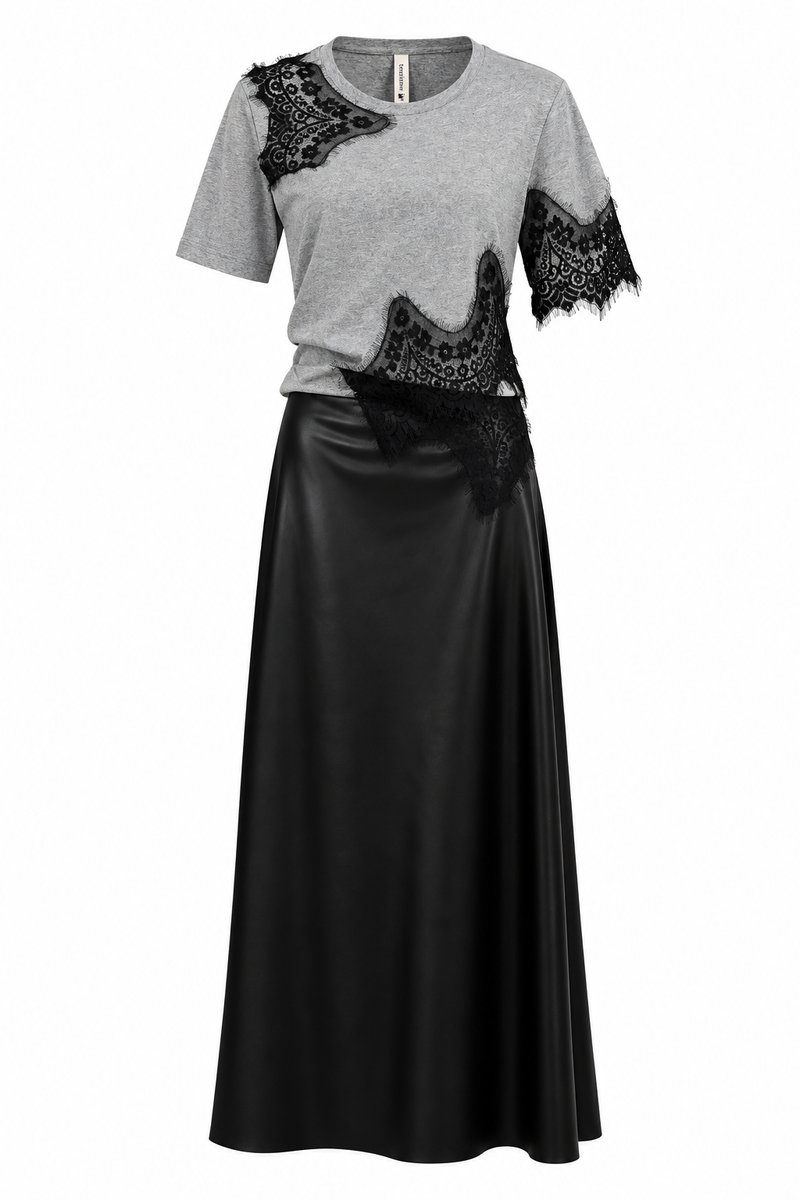 Black Lace-Detail Maxi Dress