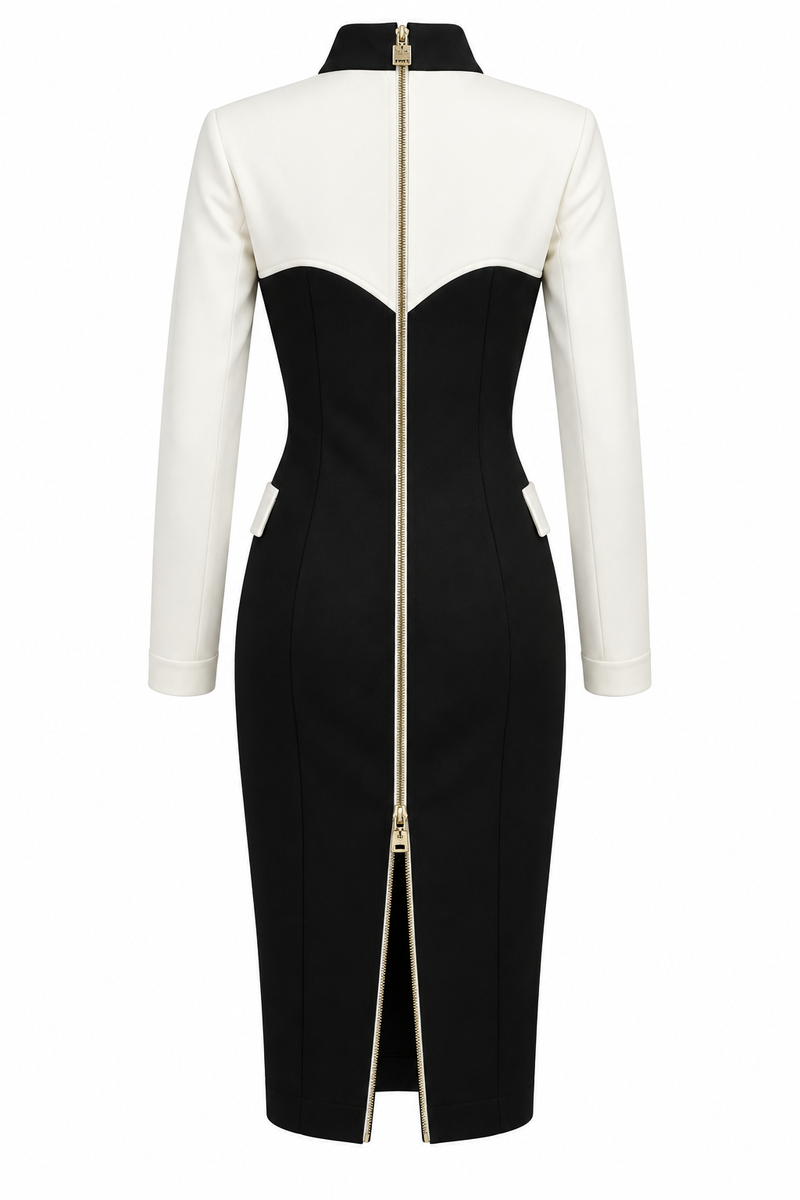 Black Button-Front Midi Dress