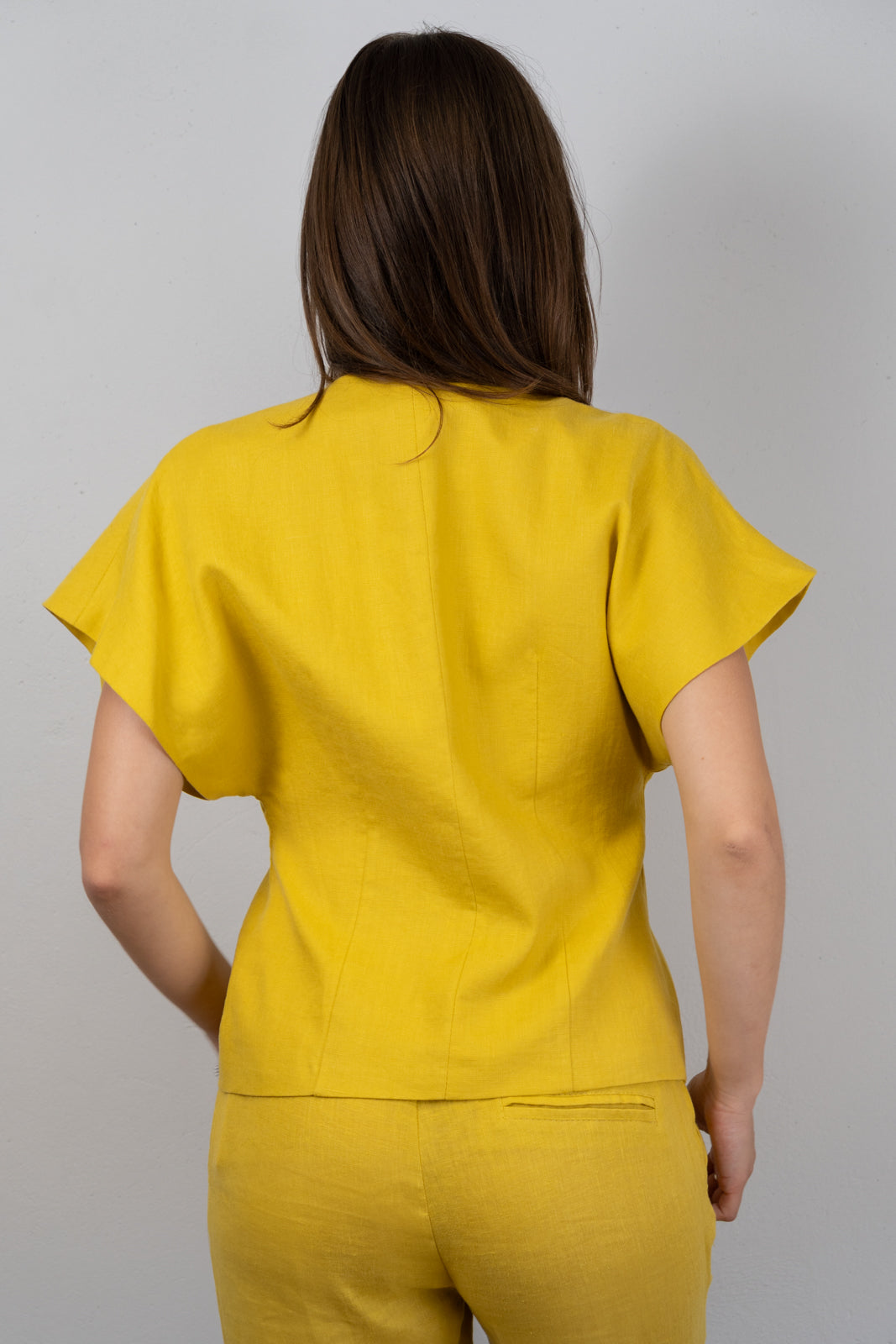 Yellow Linen Kimono Blouse