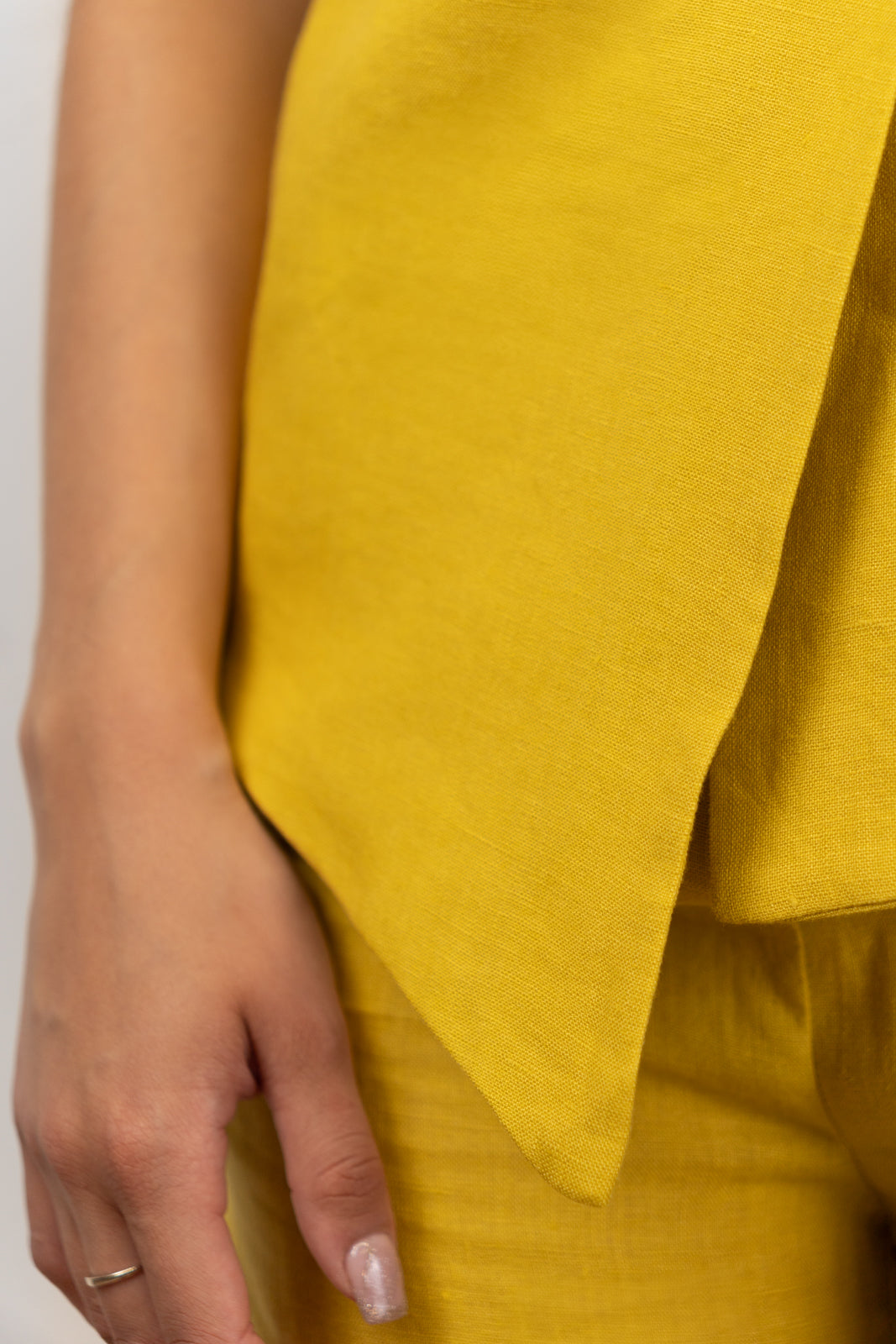 Yellow Linen Kimono Blouse