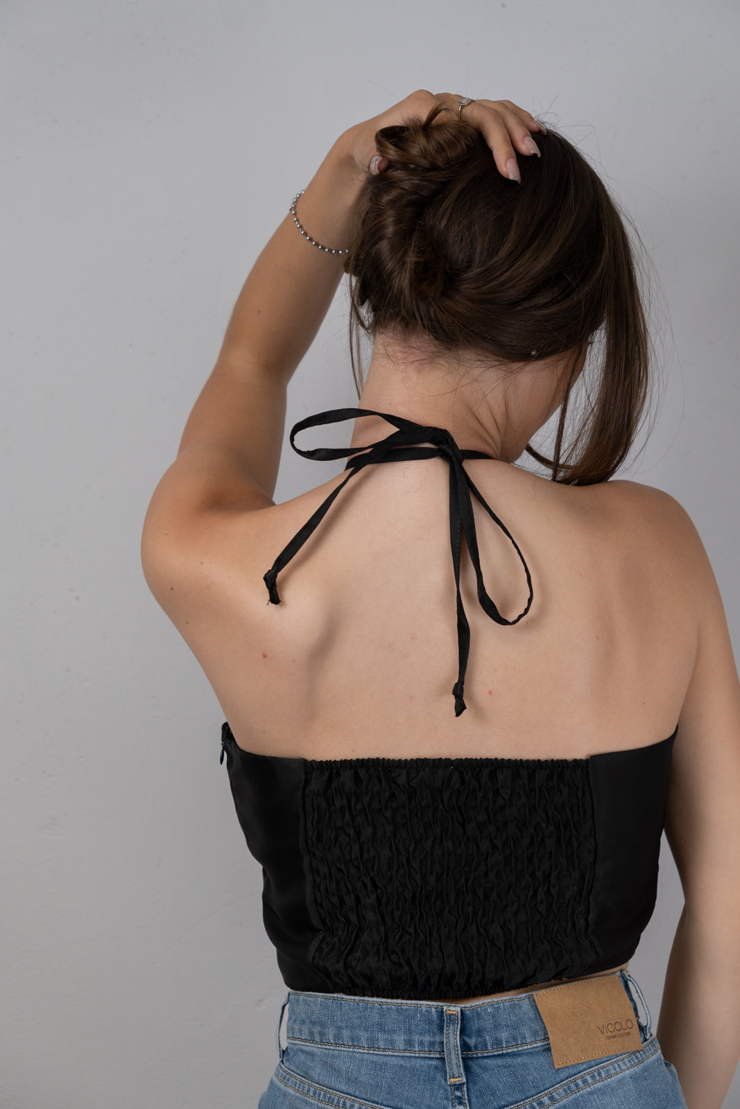 Black Flower Halter Top
