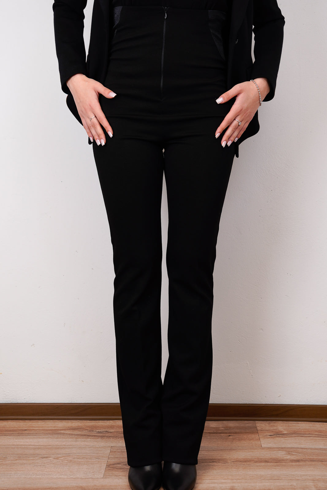 Black Sculpting Corset-Back Trousers