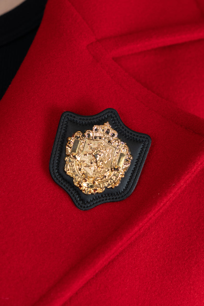 Red Crest-Detail Coat