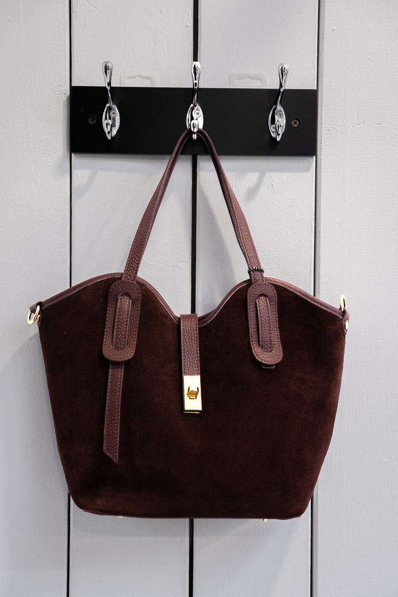 Suede Leather Tote Bag Red