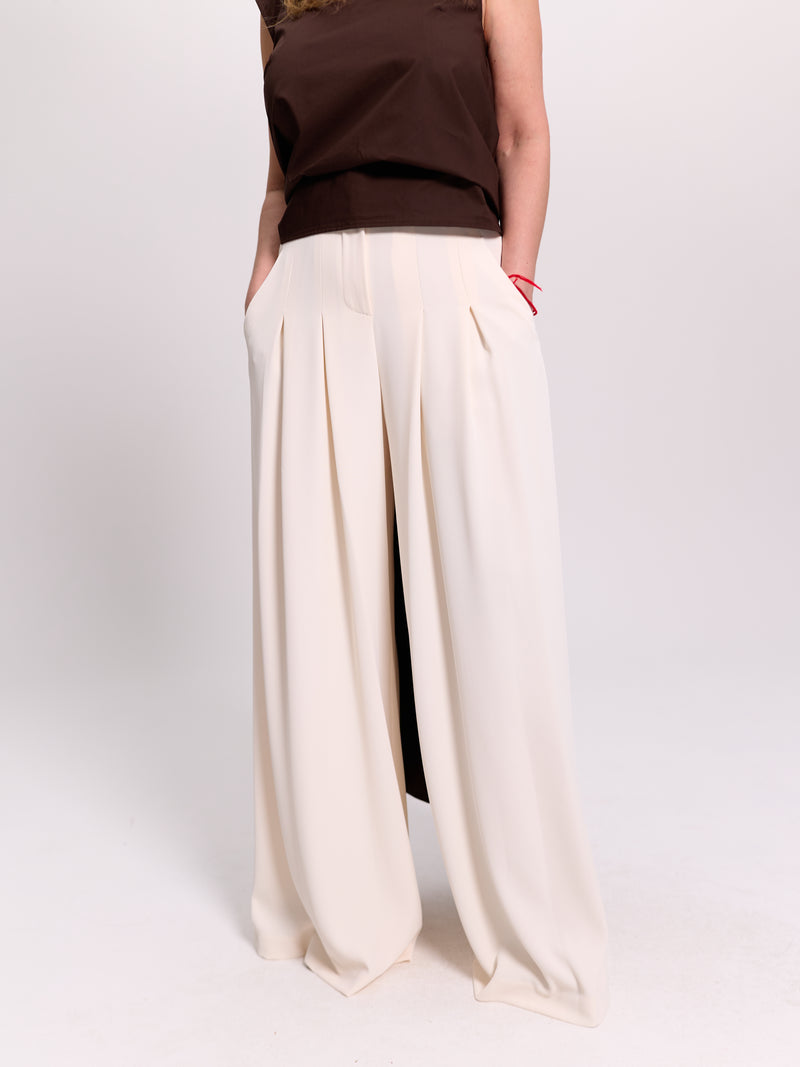 Off-White Pleated Palazzo Trousers