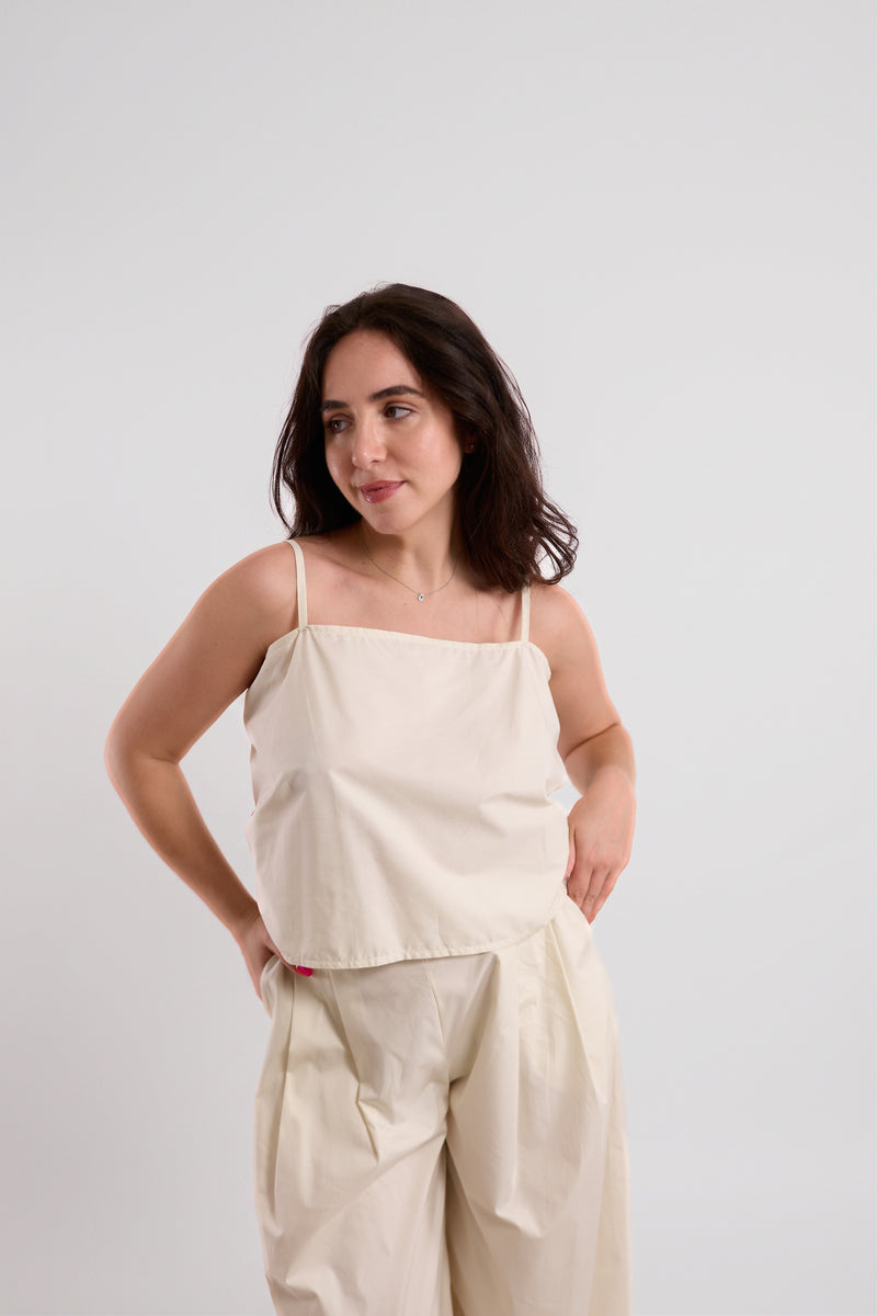 Cream Open-Tie-Back Cami Top