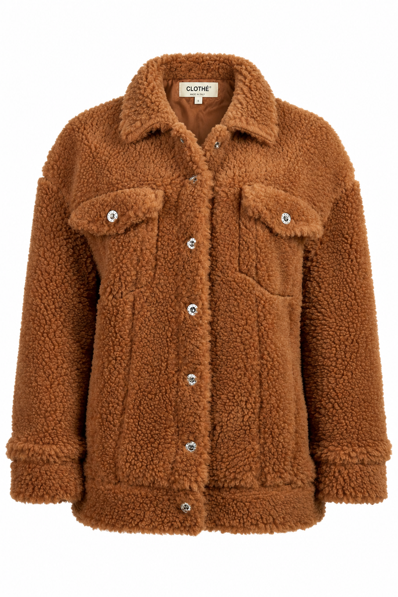 Teddy Oversized Trucker Jacket Brown