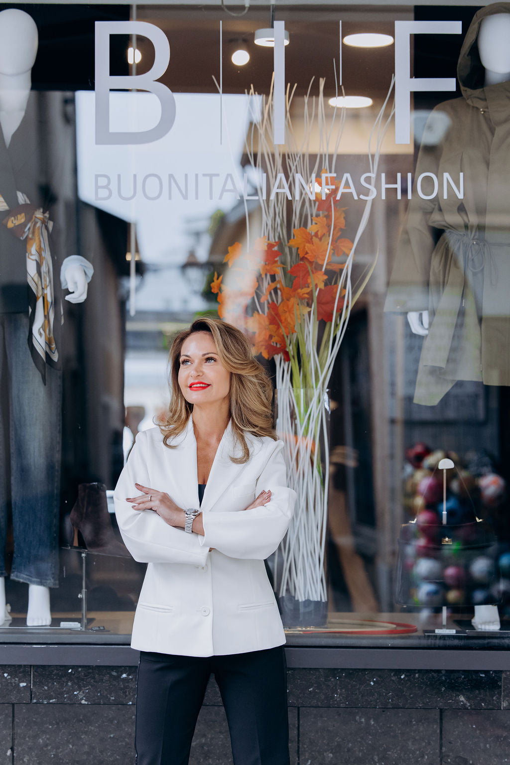 woman in white blazer