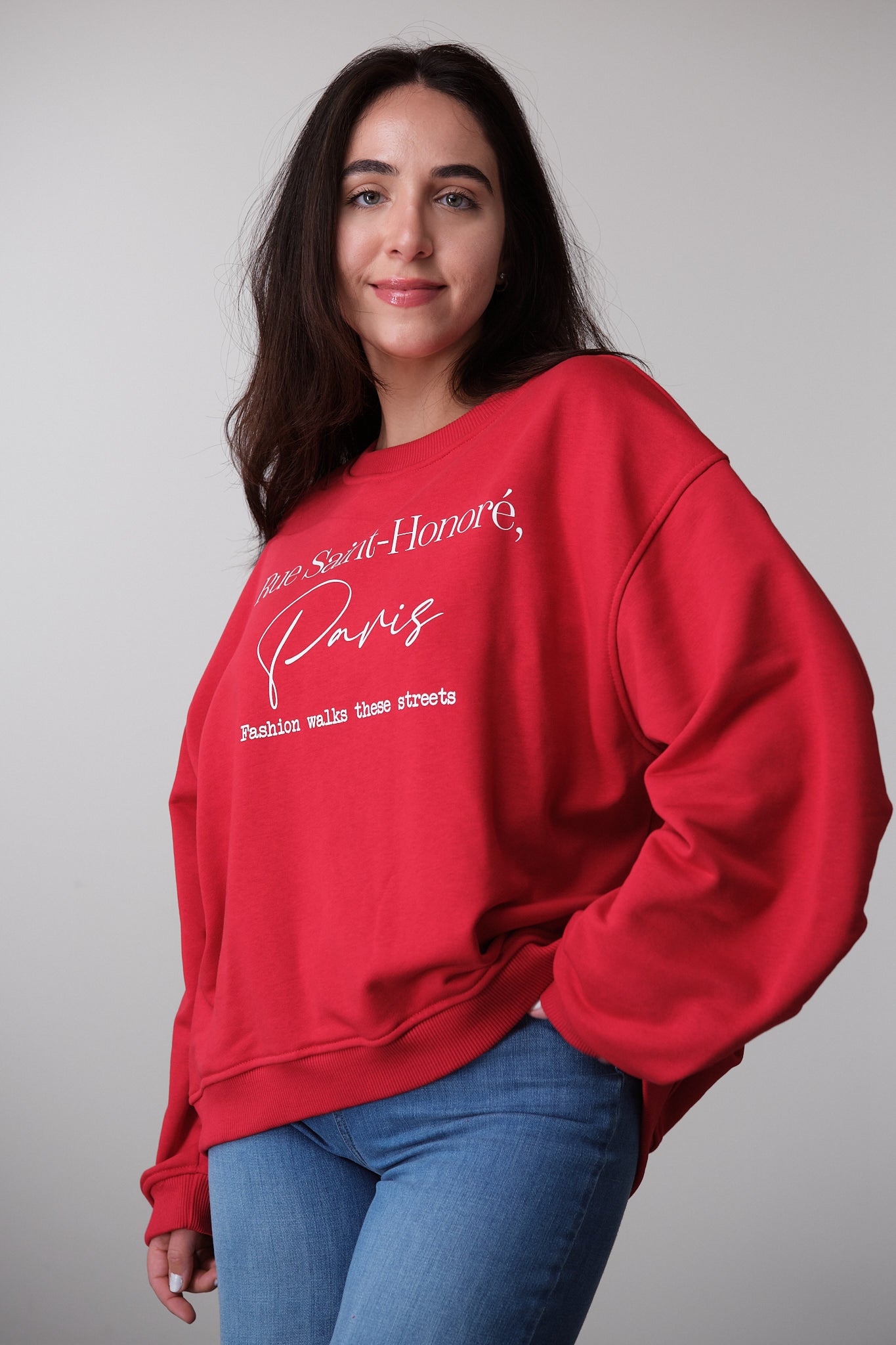Red Paris-Inspired Statement Sweatshirt