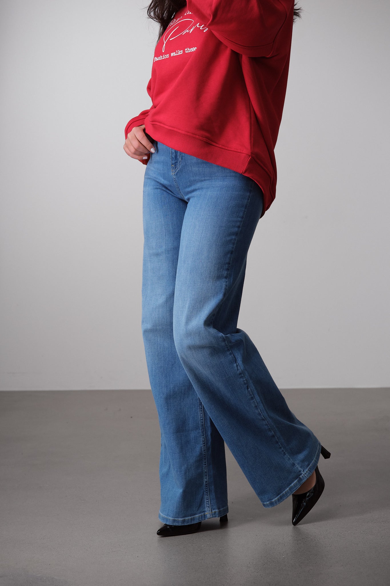 Light-Wash Wide-Leg Jeans
