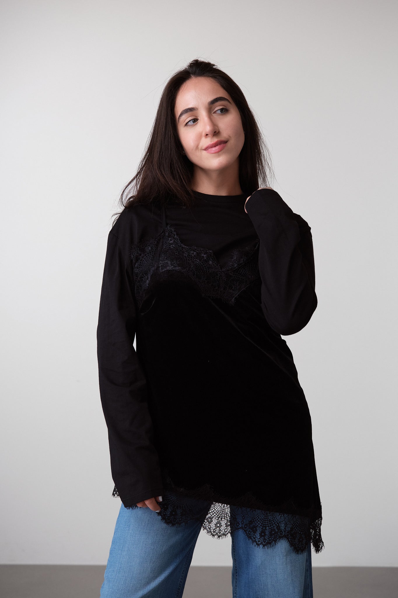 Layered Lace Tank & Long-Sleeve Top Set