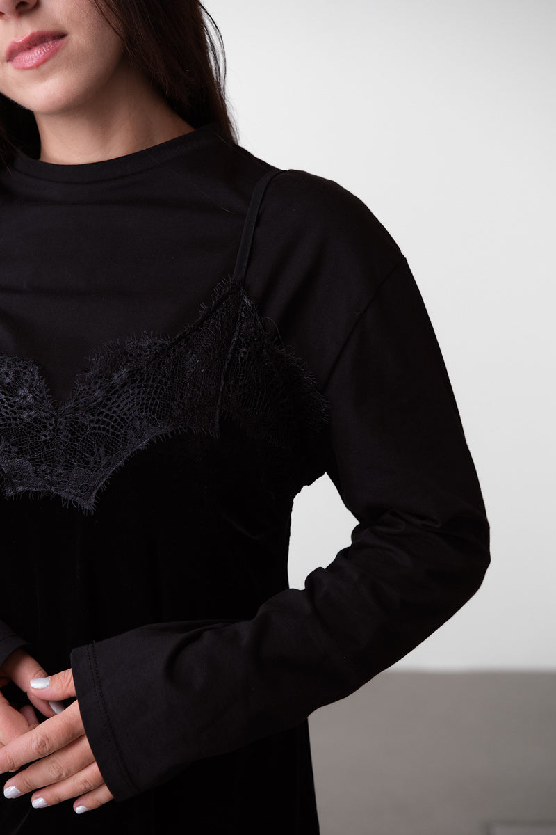 Layered Lace Tank & Long-Sleeve Top Set