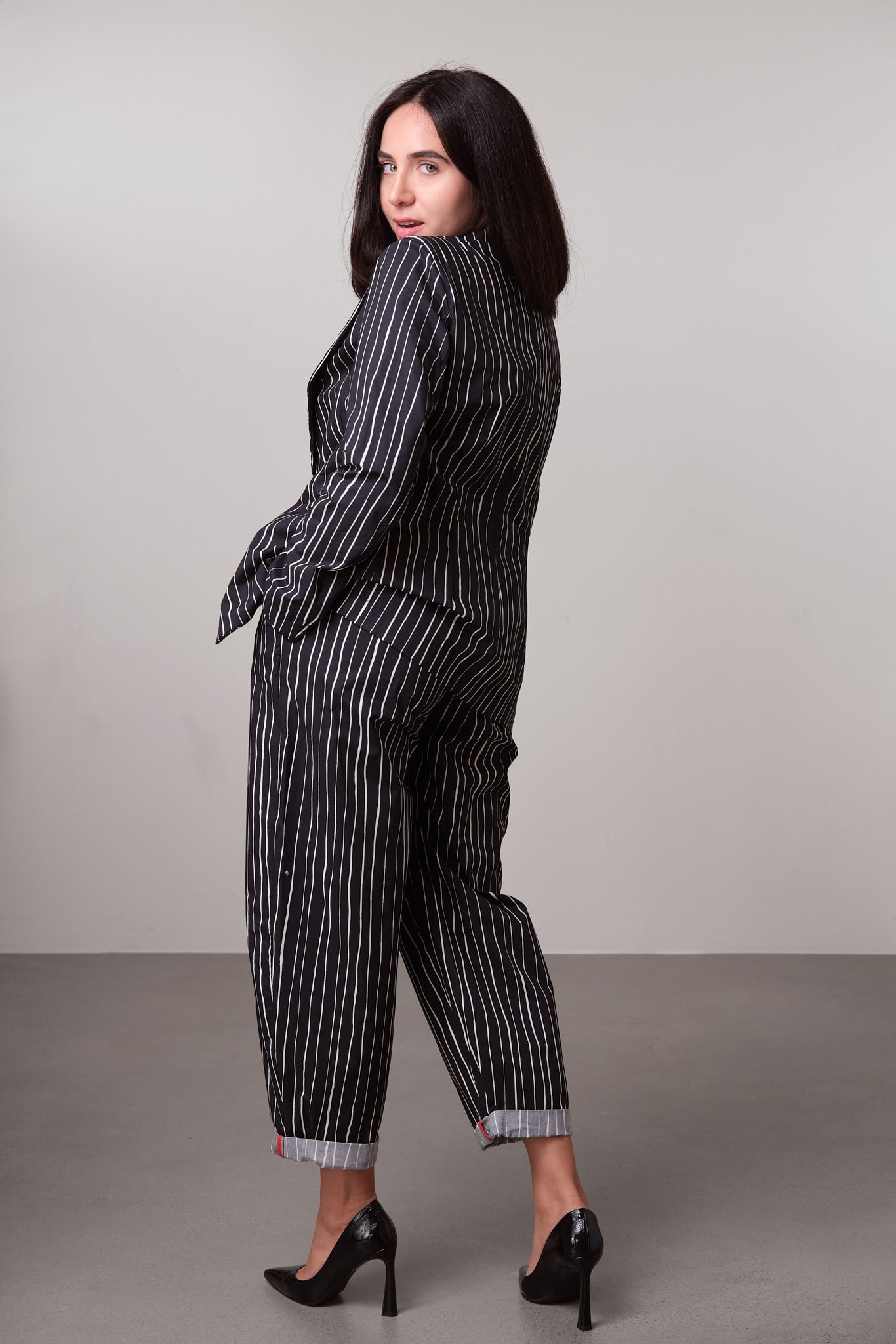 Black and White Pinstripe Set