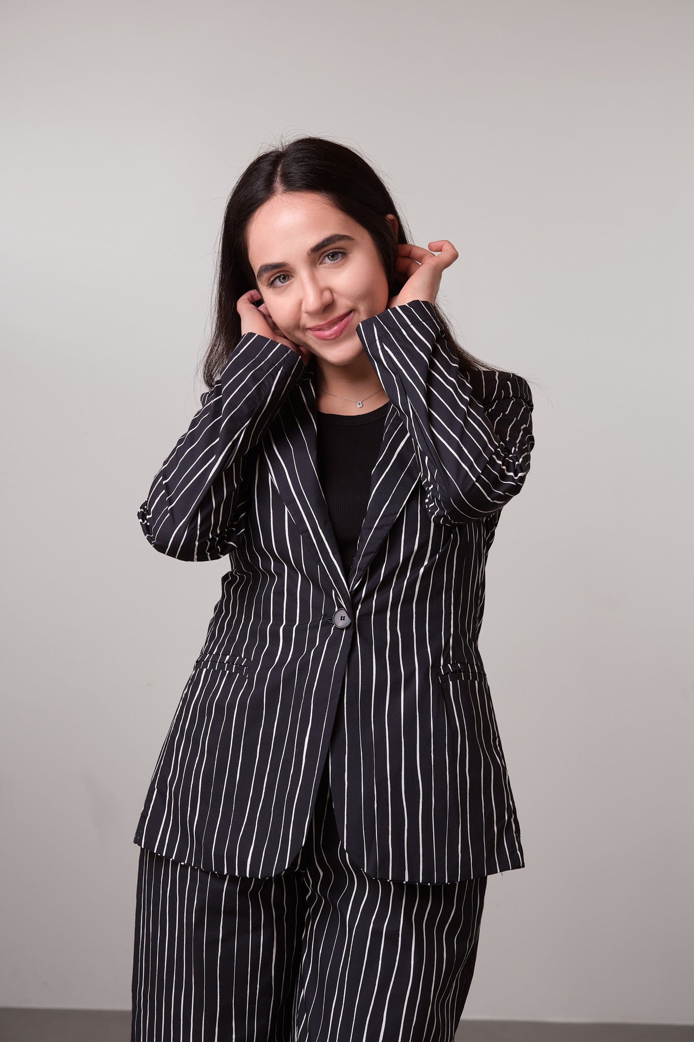 Black and White Pinstripe Set