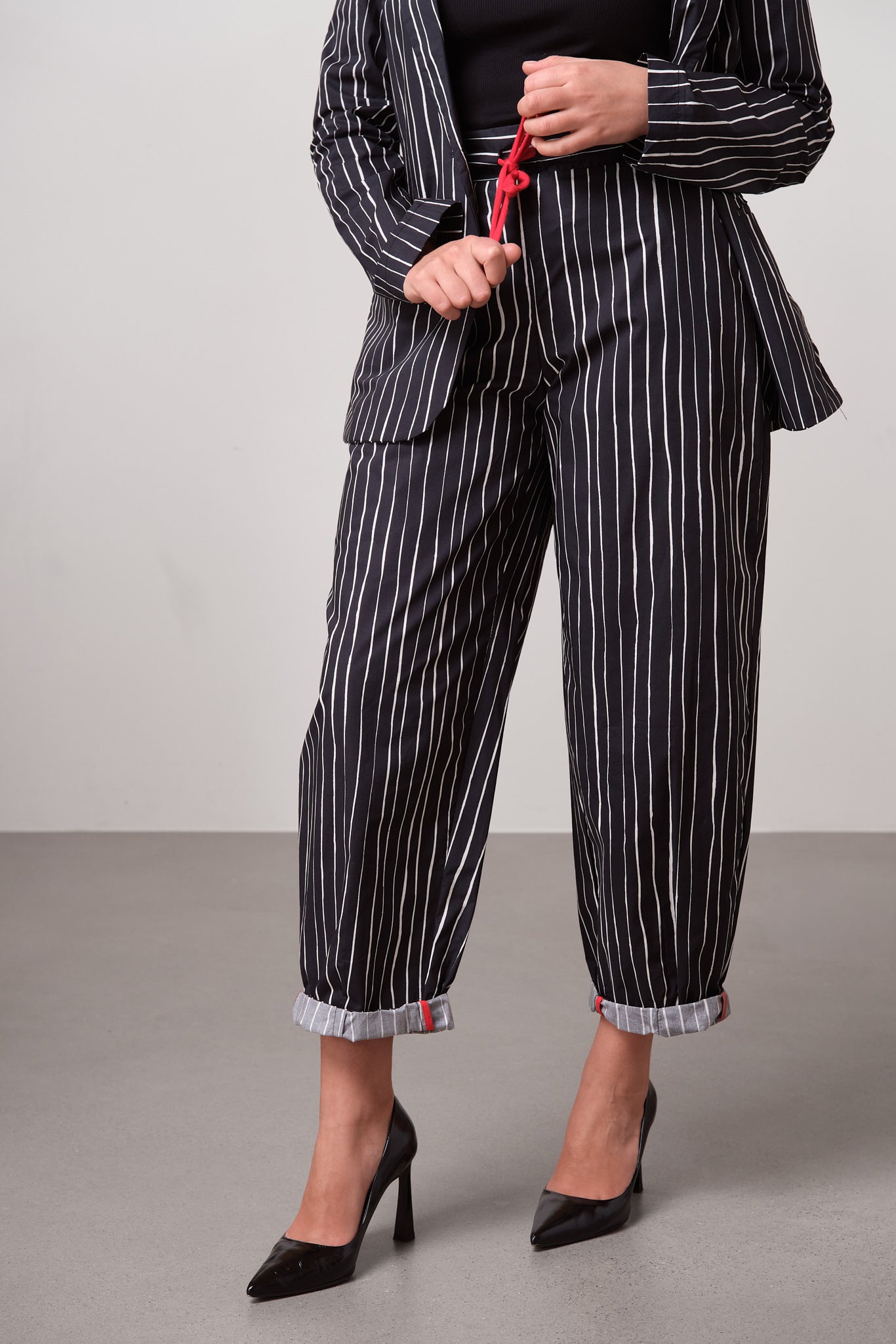 Black and White Pinstripe Set
