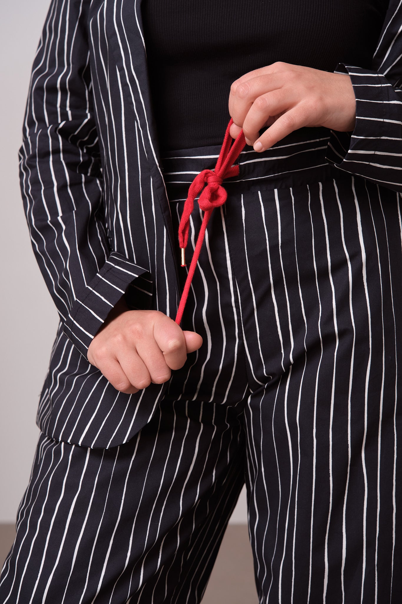 Black and White Pinstripe Set