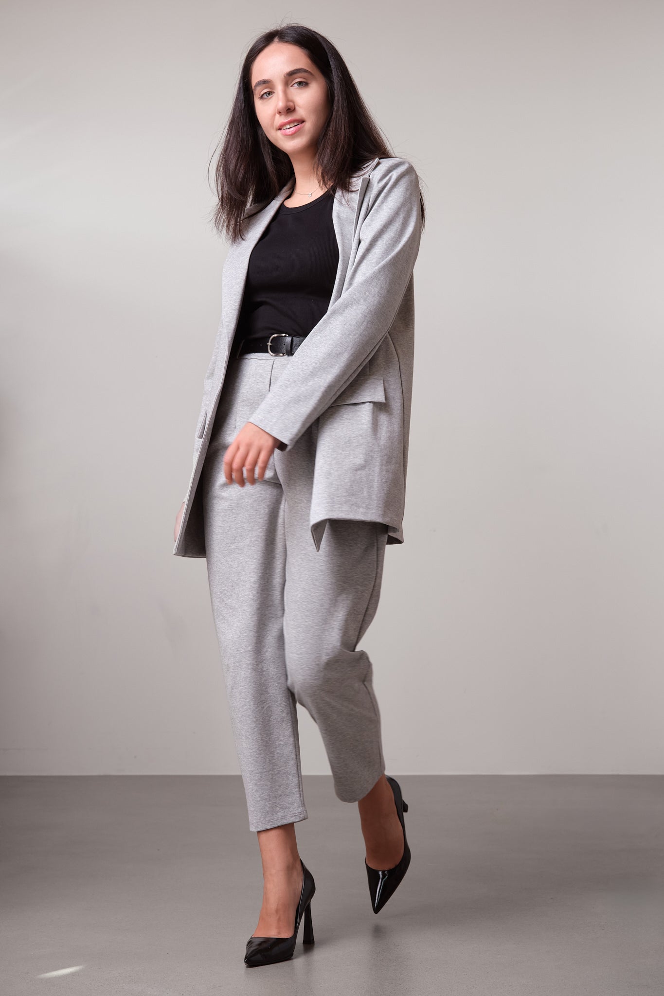 Grey Straight-Leg Trousers