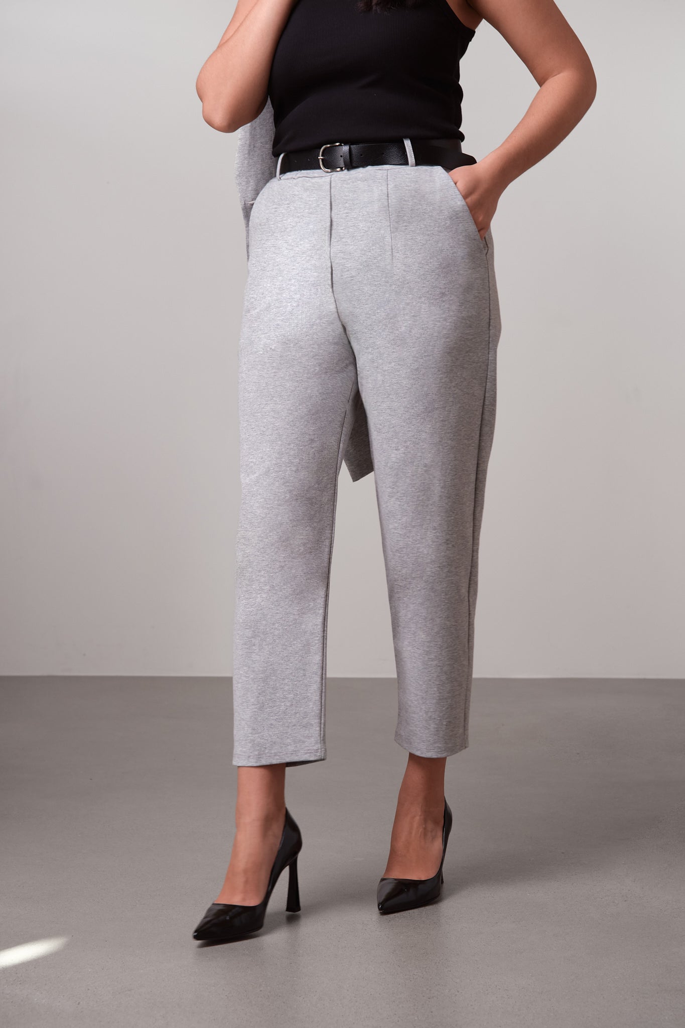 Grey Straight-Leg Trousers