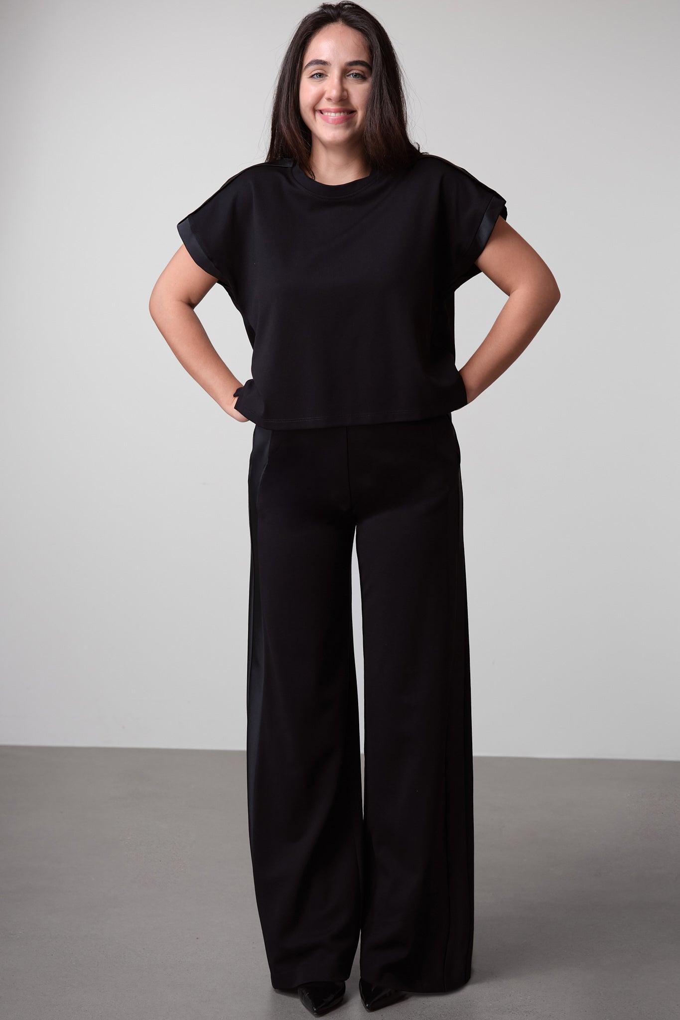 Black Trousers With Satin Side Panel