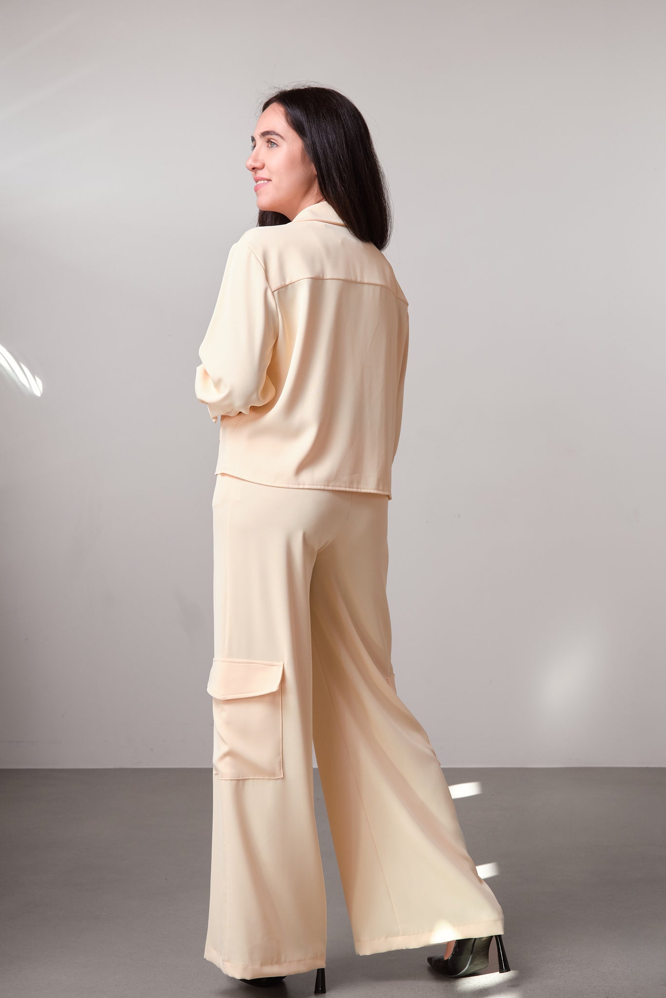 Yellow Wide-Legged Cargo Pants