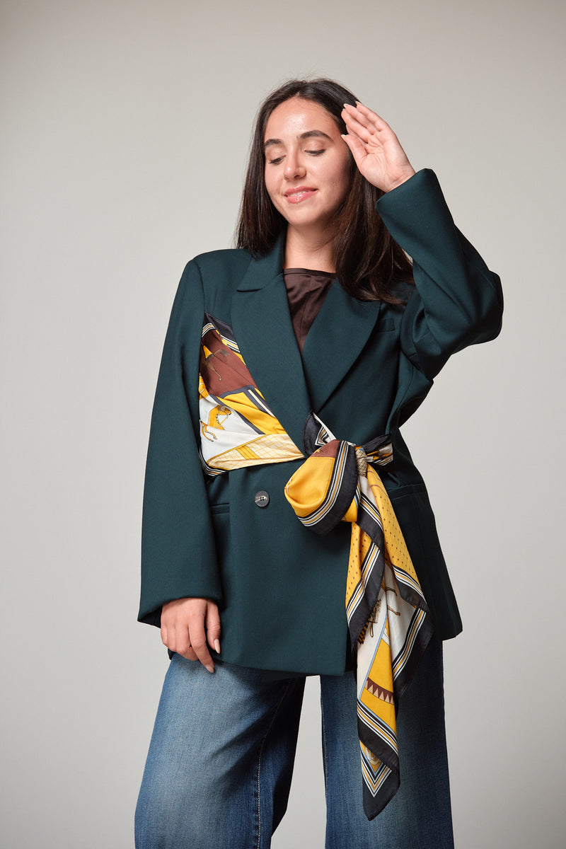 Blazer With Integrated Silk Scarf