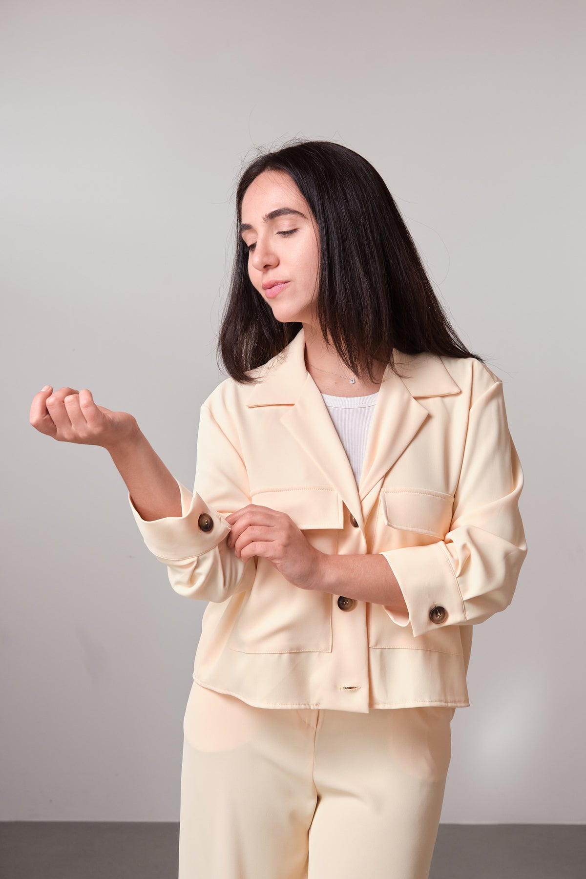 Buttercup Yellow Cropped Shirt-Blazer