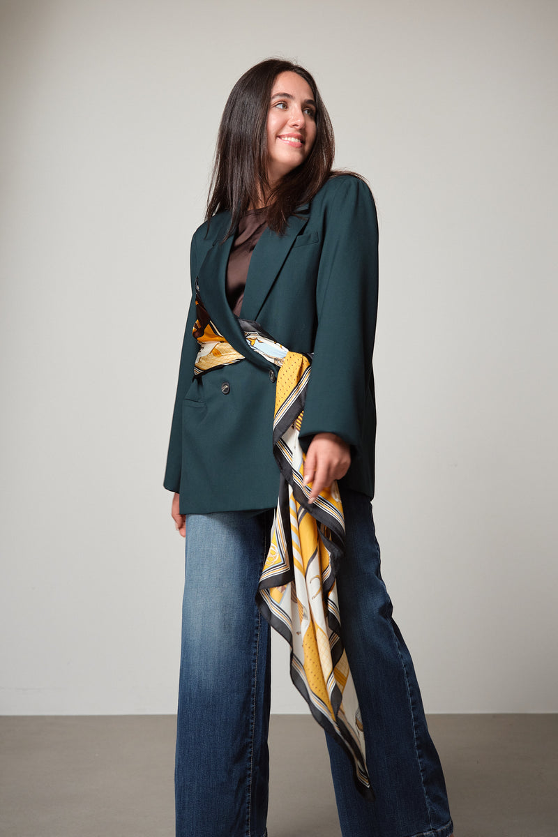 Blazer With Integrated Silk Scarf