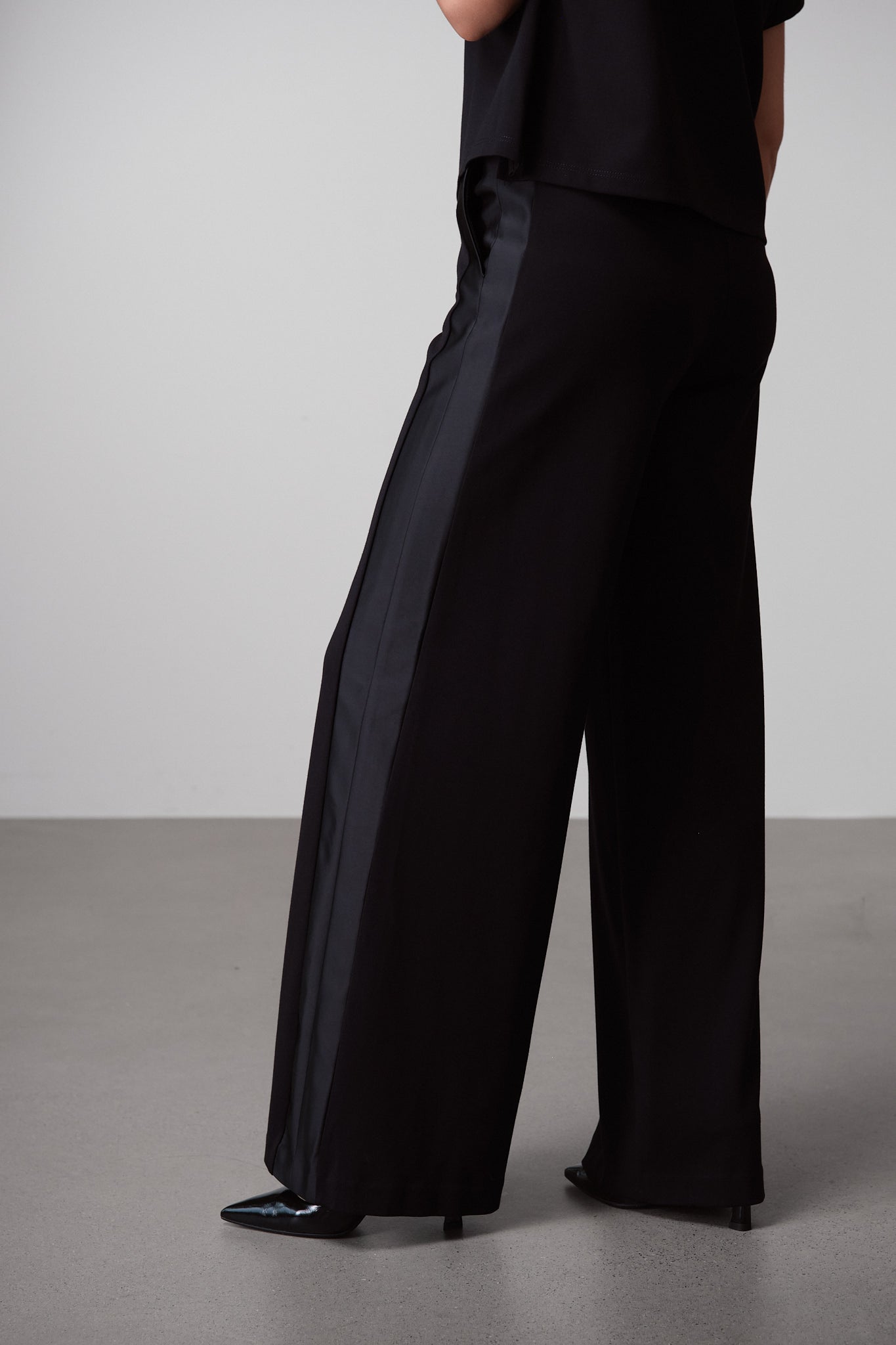 Black Trousers With Satin Side Panel