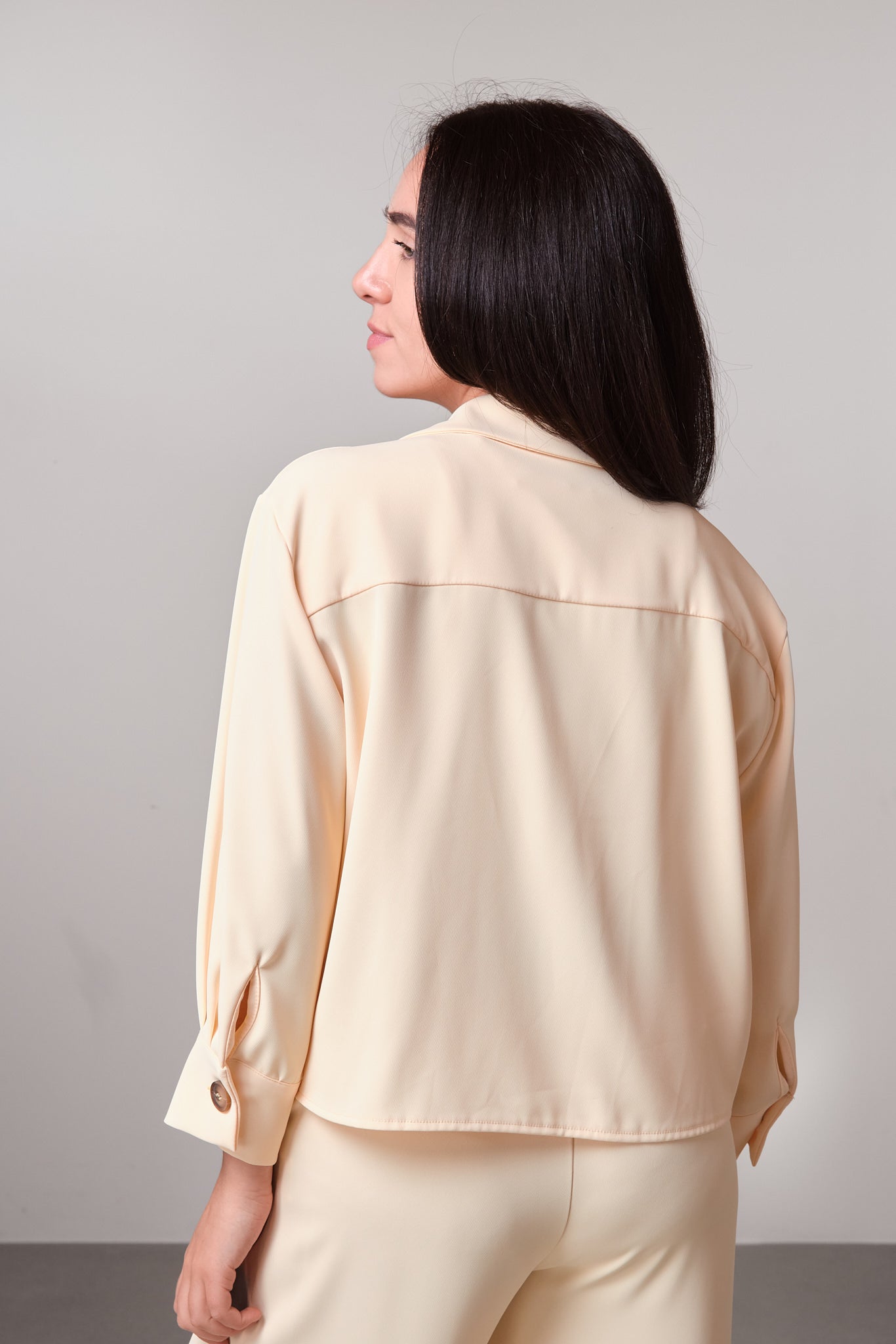Buttercup Yellow Cropped Shirt-Blazer