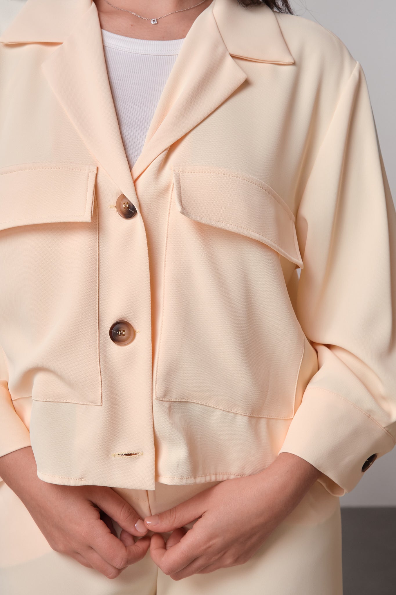 Buttercup Yellow Cropped Shirt-Blazer