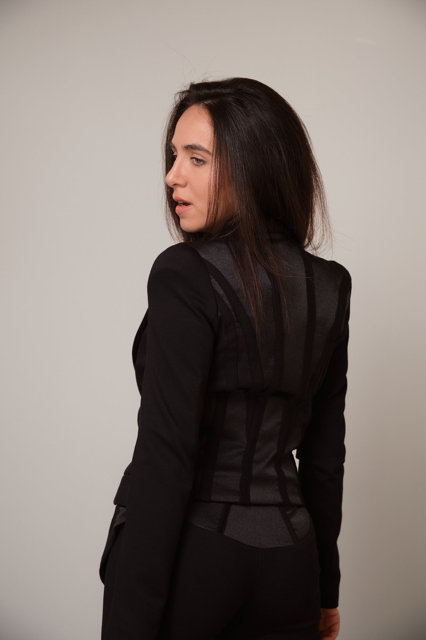 Black Corset-Back Blazer