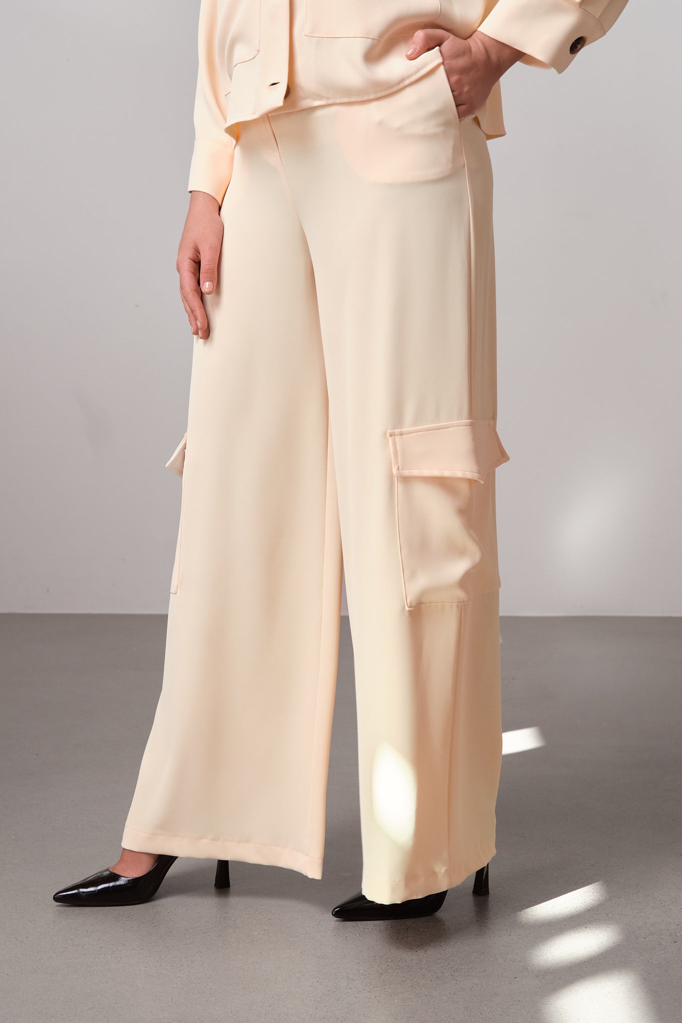 Yellow Wide-Legged Cargo Pants