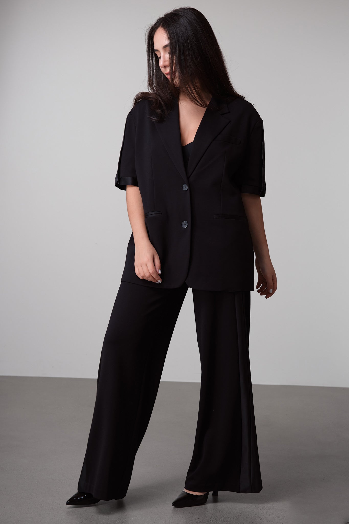 Black Trousers With Satin Side Panel