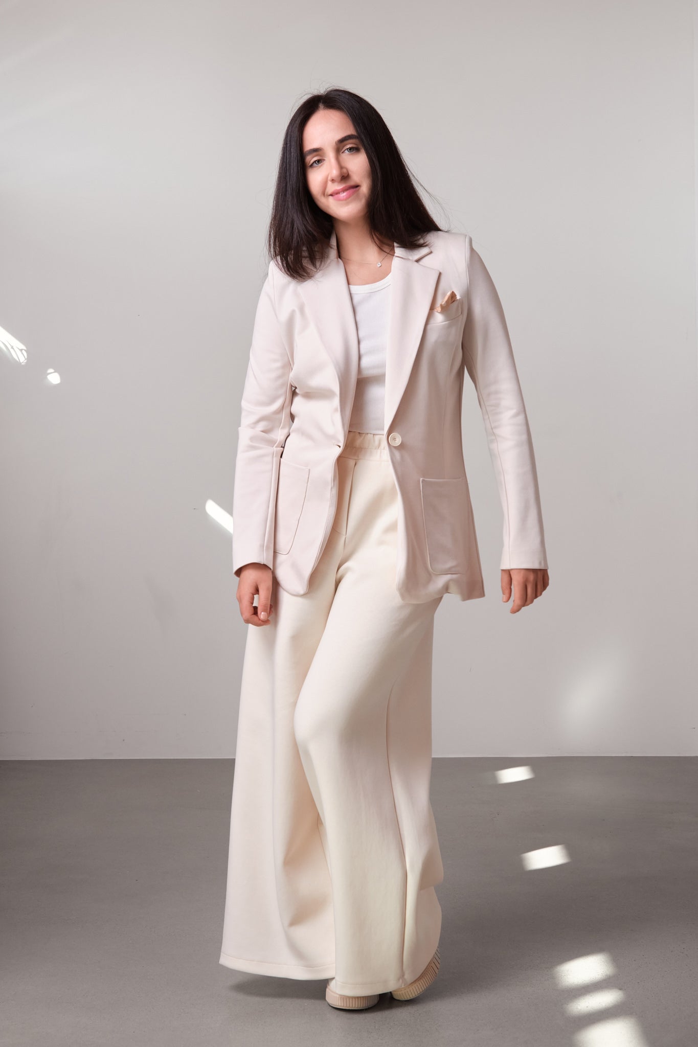 Cream Wide-Leg Trousers