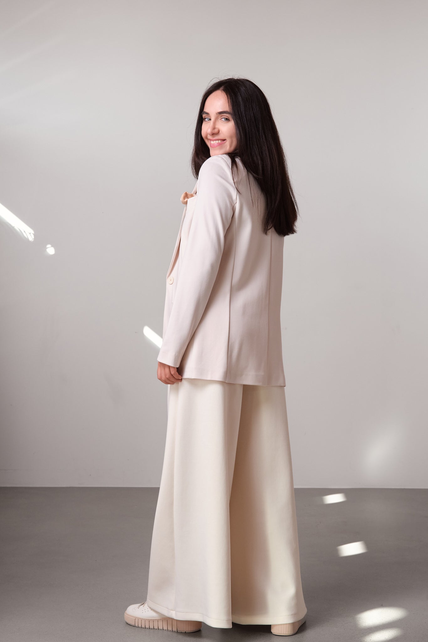 Cream Wide-Leg Trousers