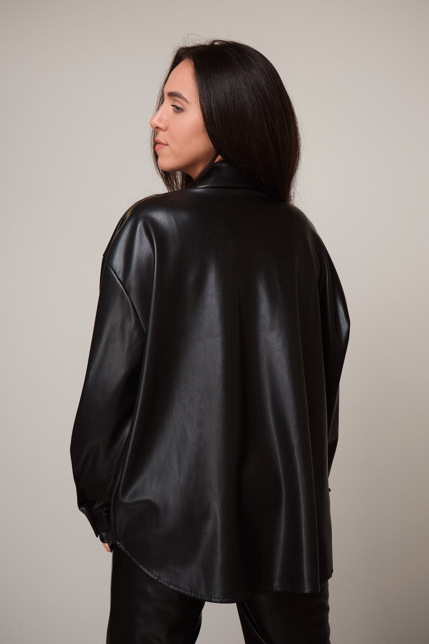 Oversized Faux Leather Shirt
