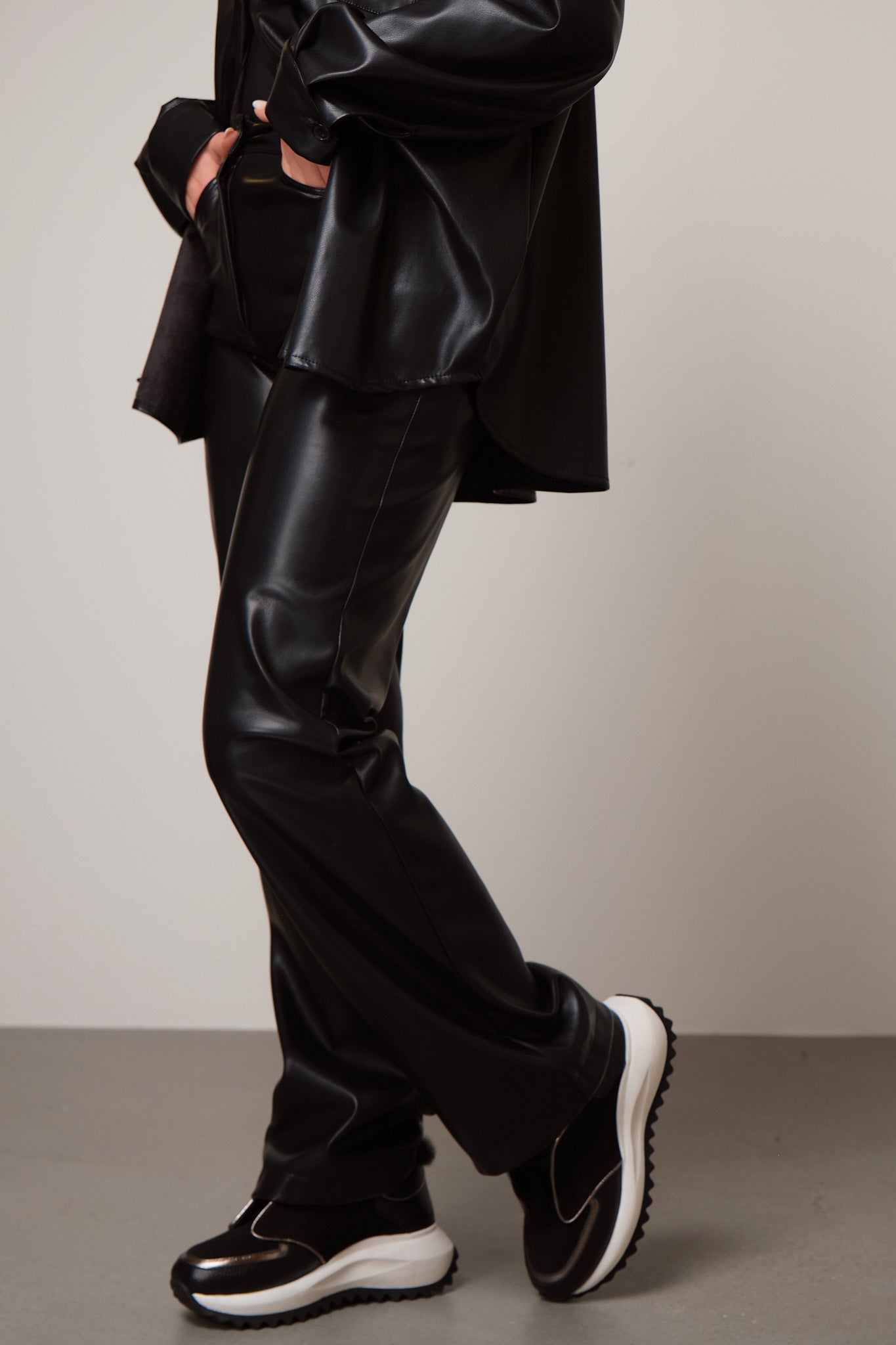 Straight-Leg Faux Leather Pants
