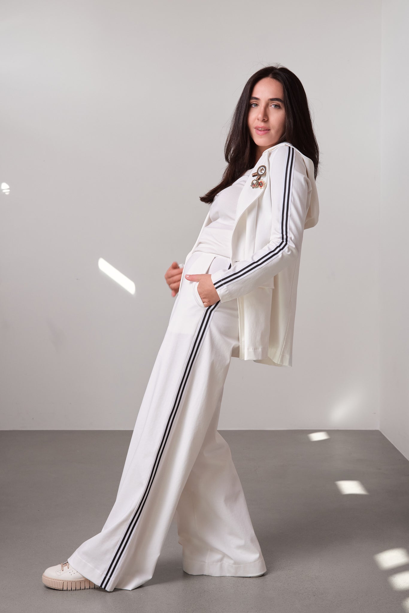 Double-Breasted Blazer and Wide-Leg Trousers Set