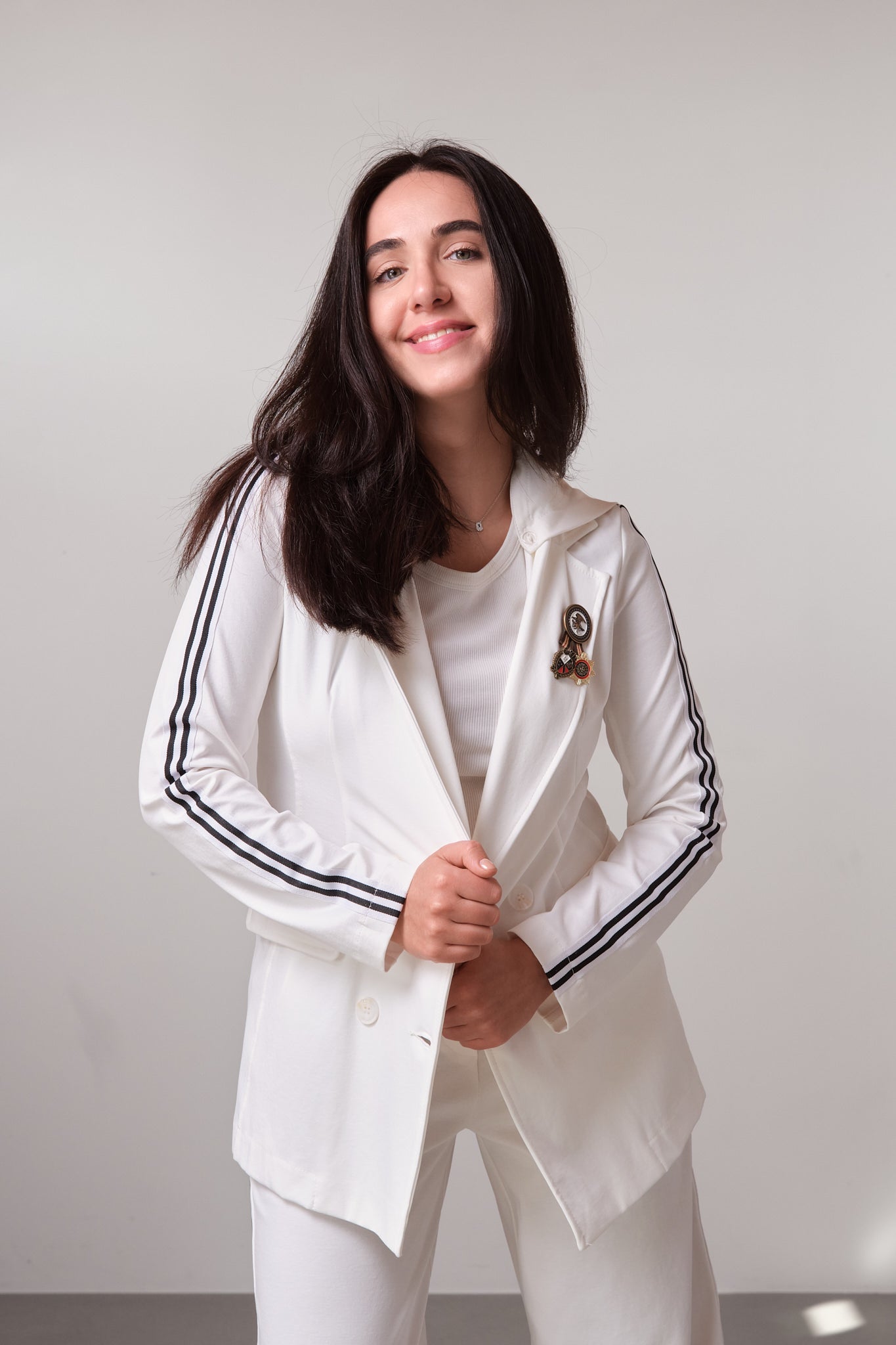 Double-Breasted Blazer and Wide-Leg Trousers Set