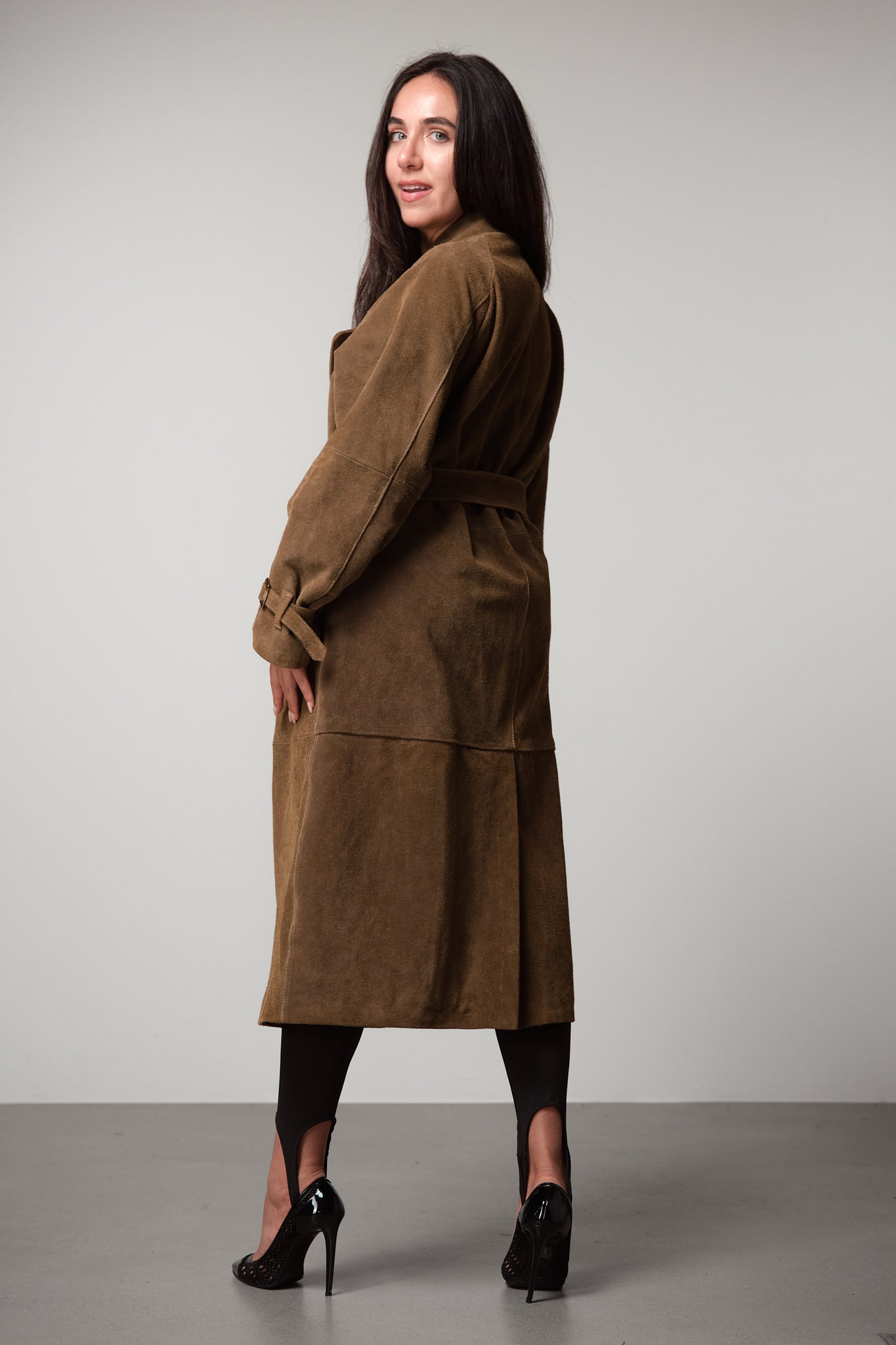 Suede Belted Trench Coat