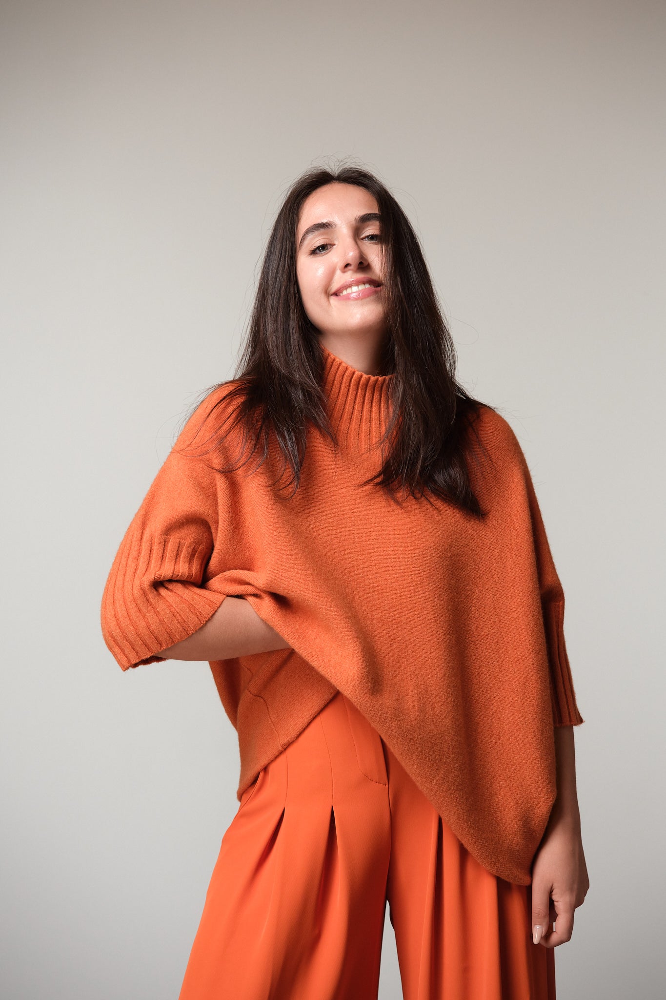 Oversized Ribbed Funnel Neck Top