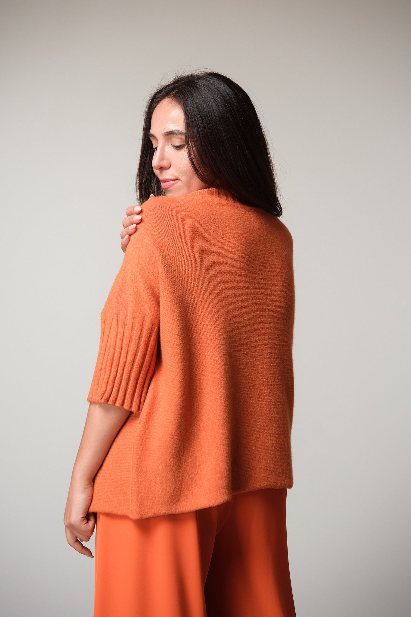 Oversized Ribbed Funnel Neck Top