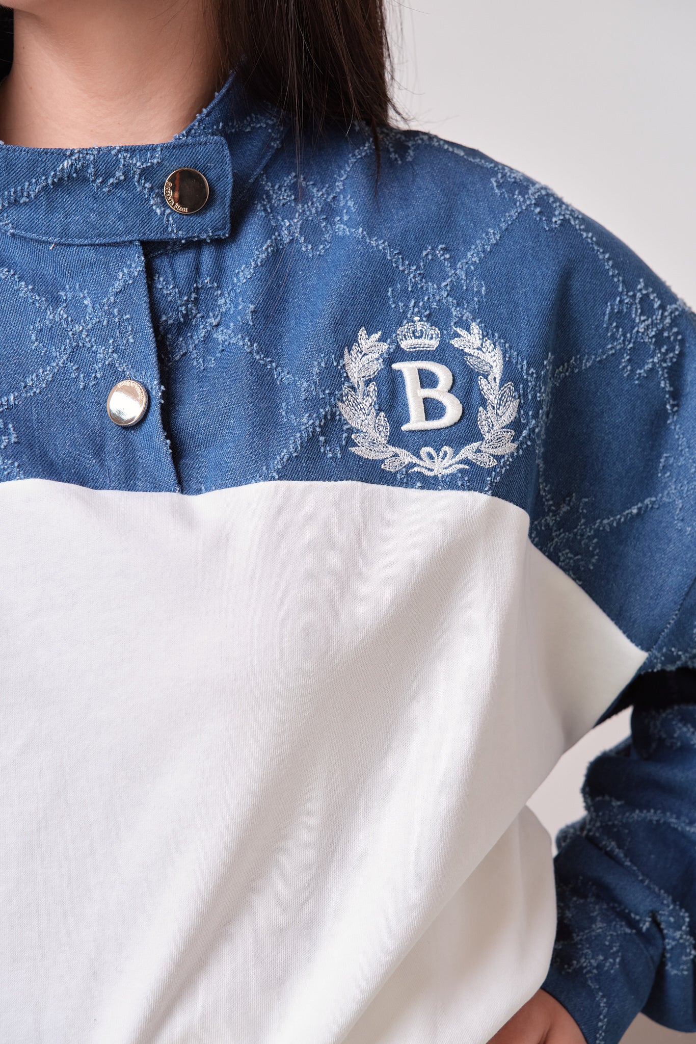 White & Denim Contrast Panel Set